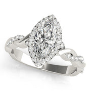 Signature Braided Shank With Halo Head Marquise Diamond Engagement Ring in 10K/14K gold and platinum with certified lab-grown or natural diamonds