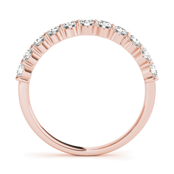 Single Row Prong Set Half Eternity Ring in 10K/14K gold and platinum with certified lab-grown or natural diamonds
