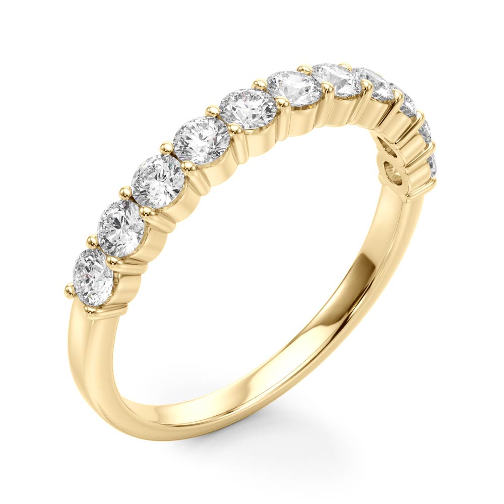 Single Row Prong Set Half Eternity Ring in Gold & Platinum