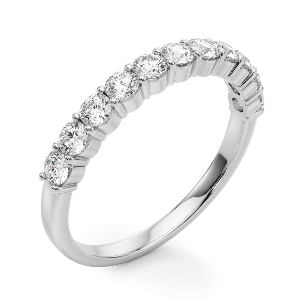 Single Row Prong Set Half Eternity Ring in Gold & Platinum
