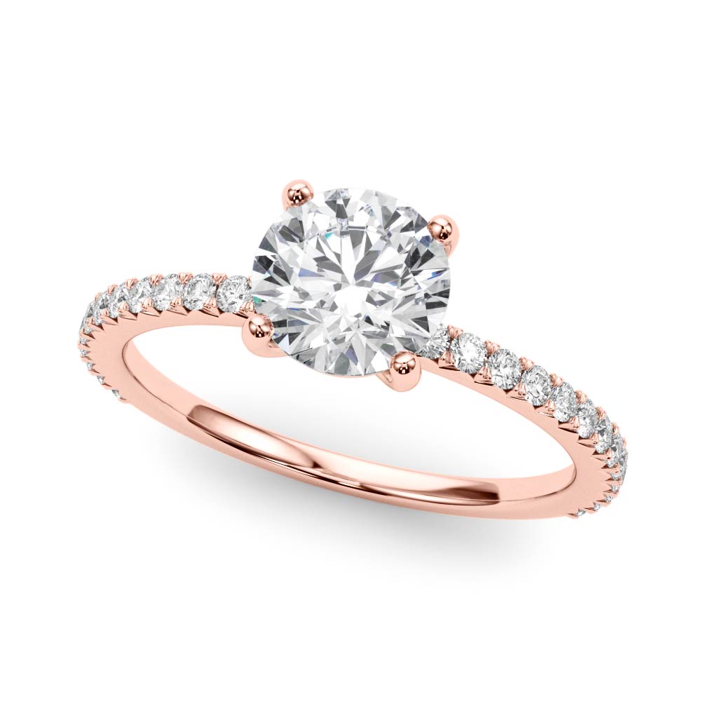Refined Sidestone Round Diamond Engagement Ring in 10K/14K gold and platinum with certified lab-grown or natural diamonds