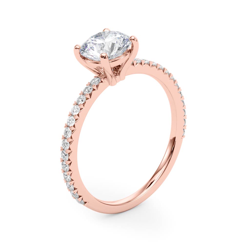 Refined Sidestone Round Diamond Engagement Ring in 10K/14K gold and platinum with certified lab-grown or natural diamonds