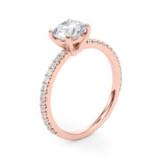 Refined Sidestone Round Diamond Engagement Ring in 10K/14K gold and platinum with certified lab-grown or natural diamonds