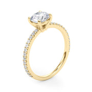 Refined Sidestone Round Diamond Engagement Ring in 10K/14K gold and platinum with certified lab-grown or natural diamonds