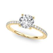 Refined Sidestone Round Diamond Engagement Ring in 10K/14K gold and platinum with certified lab-grown or natural diamonds