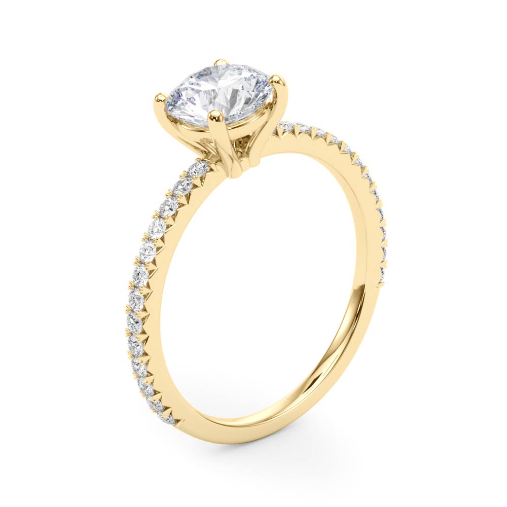 Refined Sidestone Round Diamond Engagement Ring in 10K/14K gold and platinum with certified lab-grown or natural diamonds