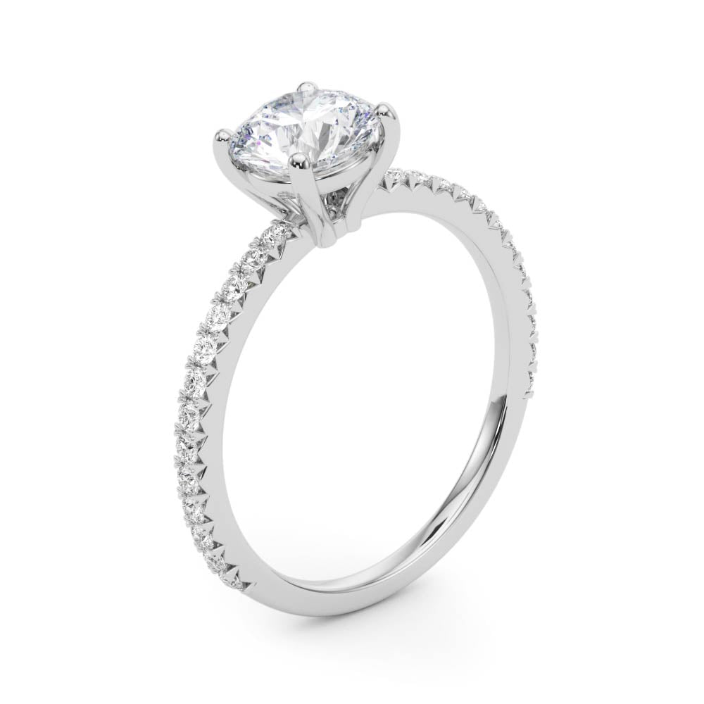 Refined Sidestone Round Diamond Engagement Ring in 10K/14K gold and platinum with certified lab-grown or natural diamonds