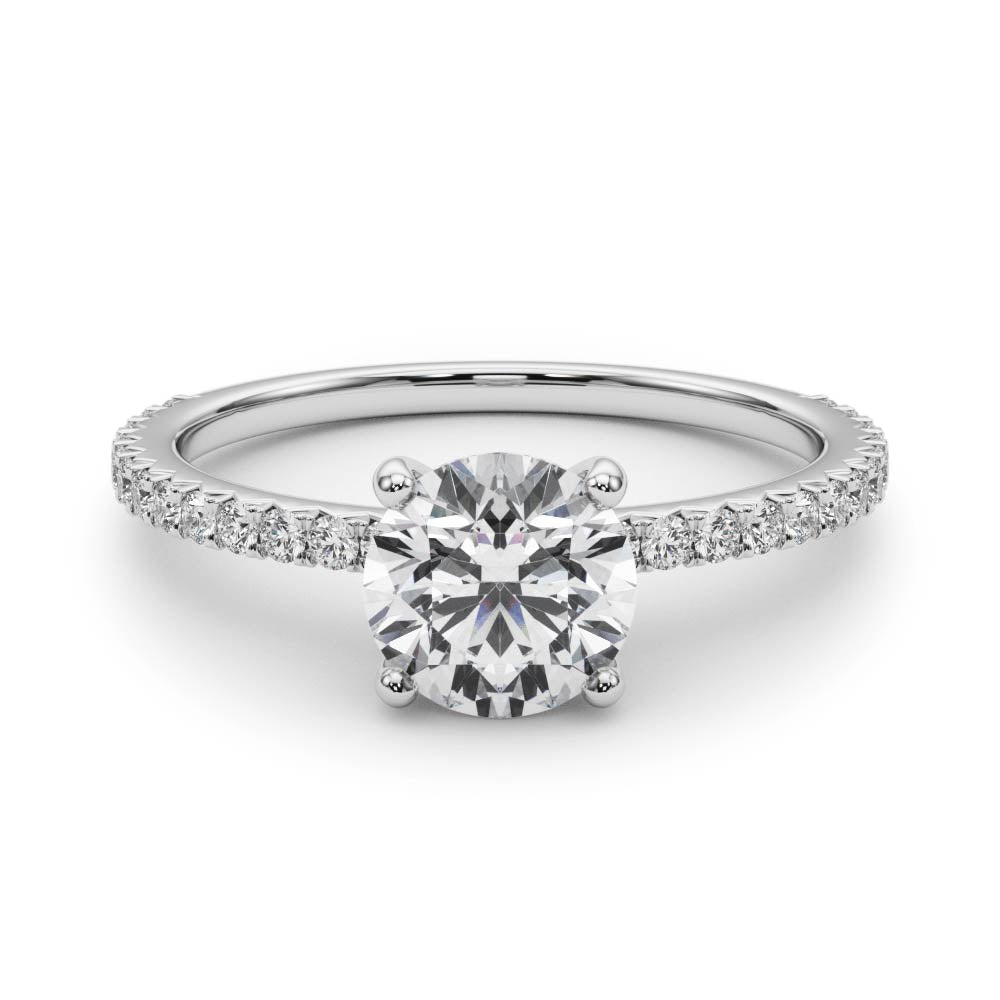 Refined Sidestone Round Diamond Engagement Ring in 10K/14K gold and platinum with certified lab-grown or natural diamonds