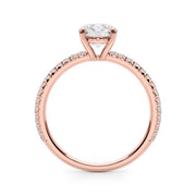 Refined Sidestone Round Diamond Engagement Ring in 10K/14K gold and platinum with certified lab-grown or natural diamonds