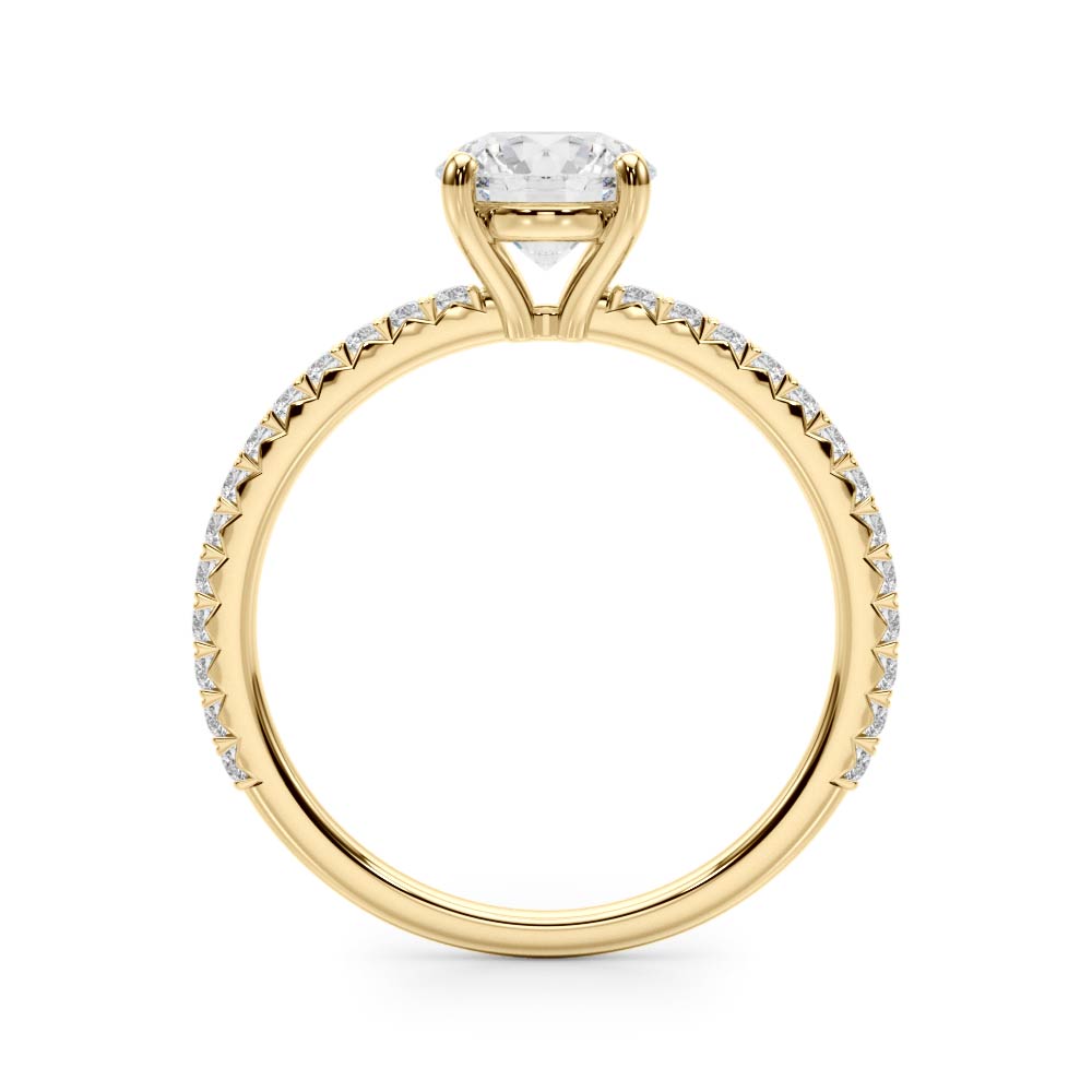 Refined Sidestone Round Diamond Engagement Ring in 10K/14K gold and platinum with certified lab-grown or natural diamonds