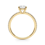 Refined Sidestone Round Diamond Engagement Ring in 10K/14K gold and platinum with certified lab-grown or natural diamonds