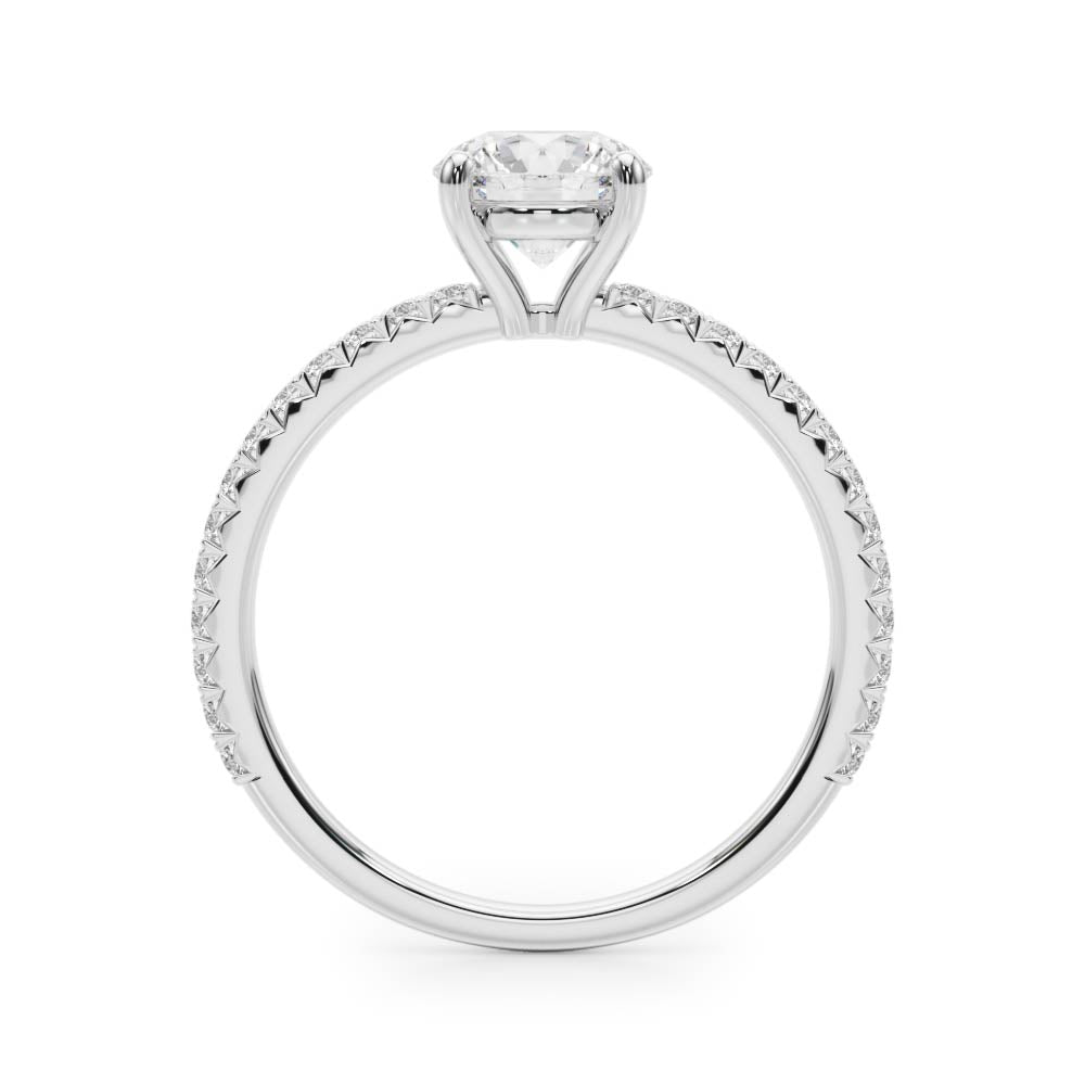 Refined Sidestone Round Diamond Engagement Ring in 10K/14K gold and platinum with certified lab-grown or natural diamonds