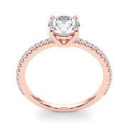 Refined Sidestone Round Diamond Engagement Ring in 10K/14K gold and platinum with certified lab-grown or natural diamonds