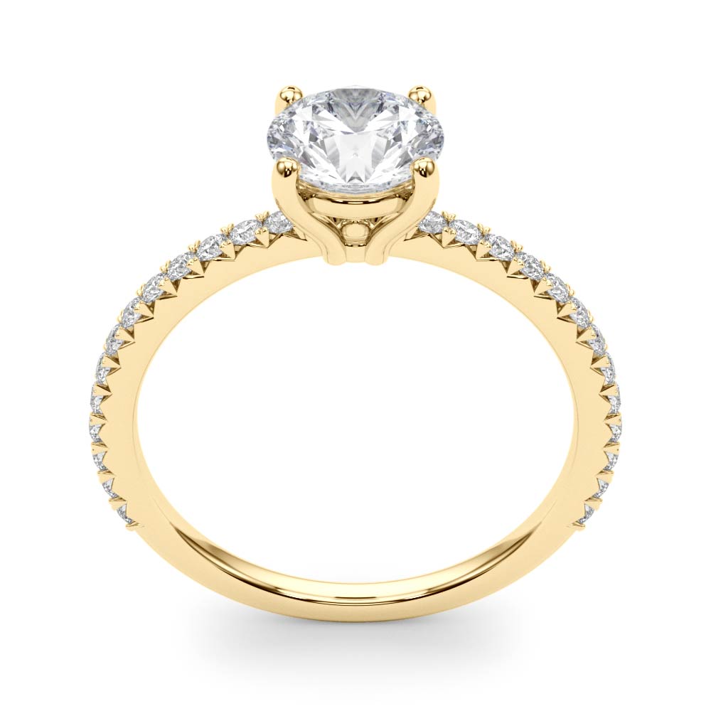 Refined Sidestone Round Diamond Engagement Ring in 10K/14K gold and platinum with certified lab-grown or natural diamonds