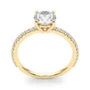 Refined Sidestone Round Diamond Engagement Ring in 10K/14K gold and platinum with certified lab-grown or natural diamonds