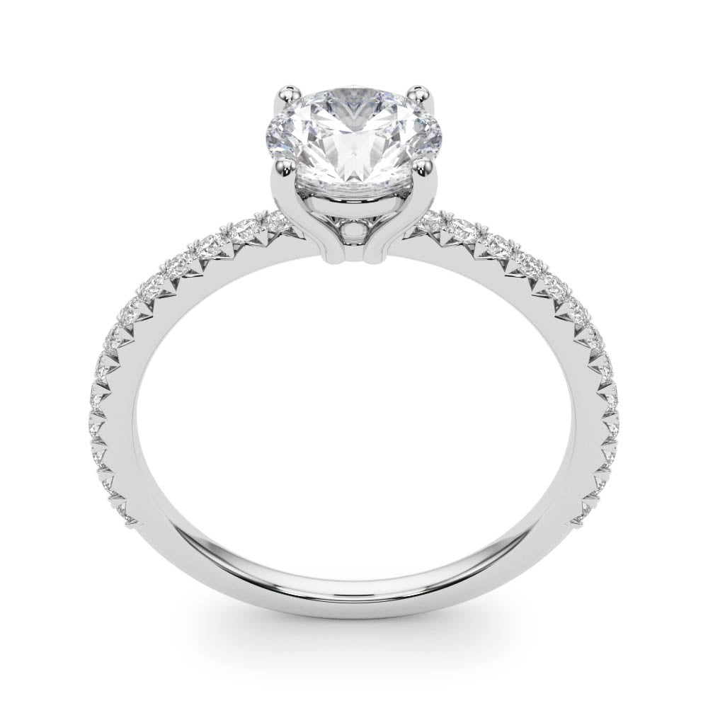 Refined Sidestone Round Diamond Engagement Ring in 10K/14K gold and platinum with certified lab-grown or natural diamonds