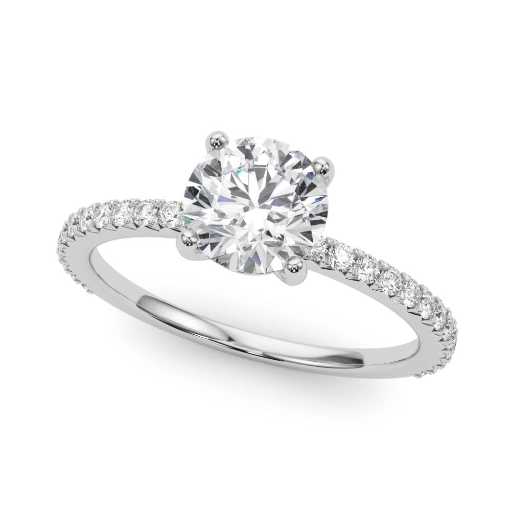 Refined Sidestone Round Diamond Engagement Ring in 10K/14K gold and platinum with certified lab-grown or natural diamonds