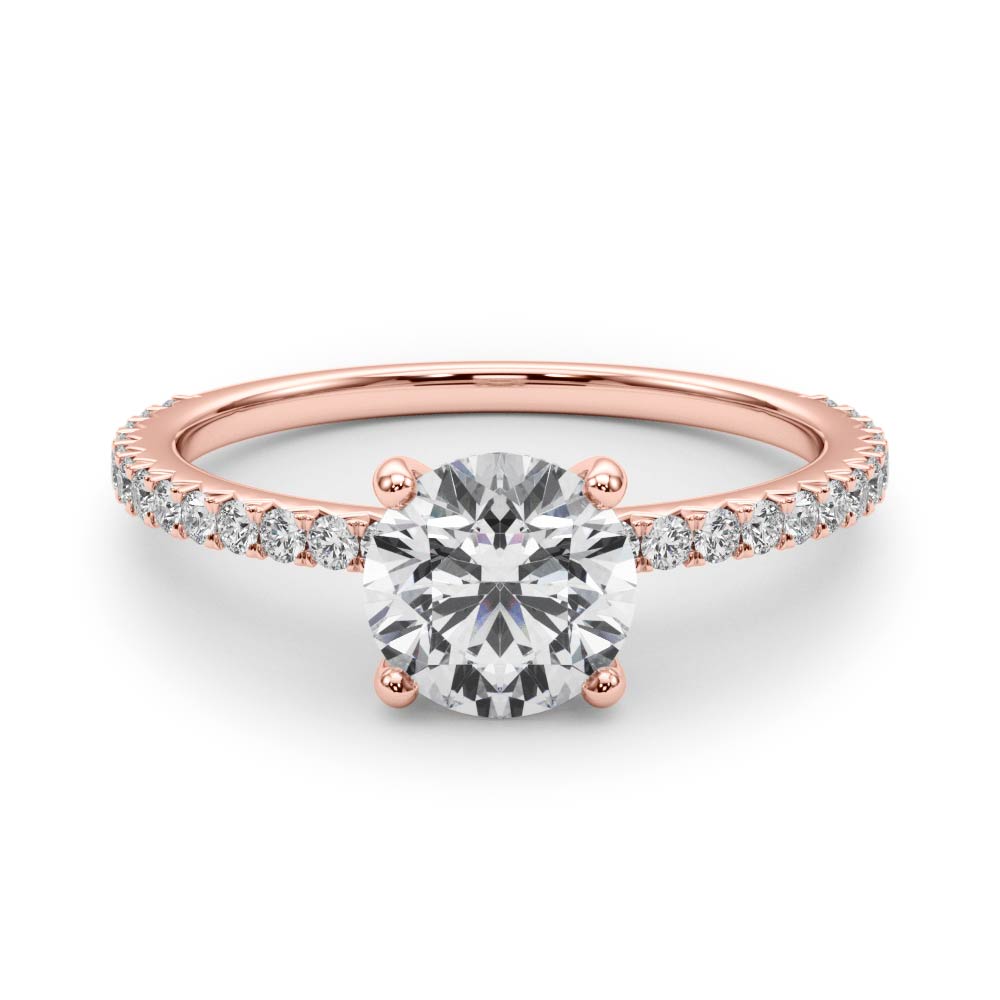 Refined Sidestone Round Diamond Engagement Ring in 10K/14K gold and platinum with certified lab-grown or natural diamonds