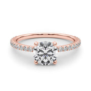 Refined Sidestone Round Diamond Engagement Ring in 10K/14K gold and platinum with certified lab-grown or natural diamonds