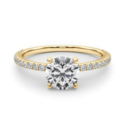 Refined Sidestone Round Diamond Engagement Ring in 10K/14K gold and platinum with certified lab-grown or natural diamonds