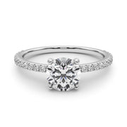 Refined Sidestone Round Diamond Engagement Ring in 10K/14K gold and platinum with certified lab-grown or natural diamonds