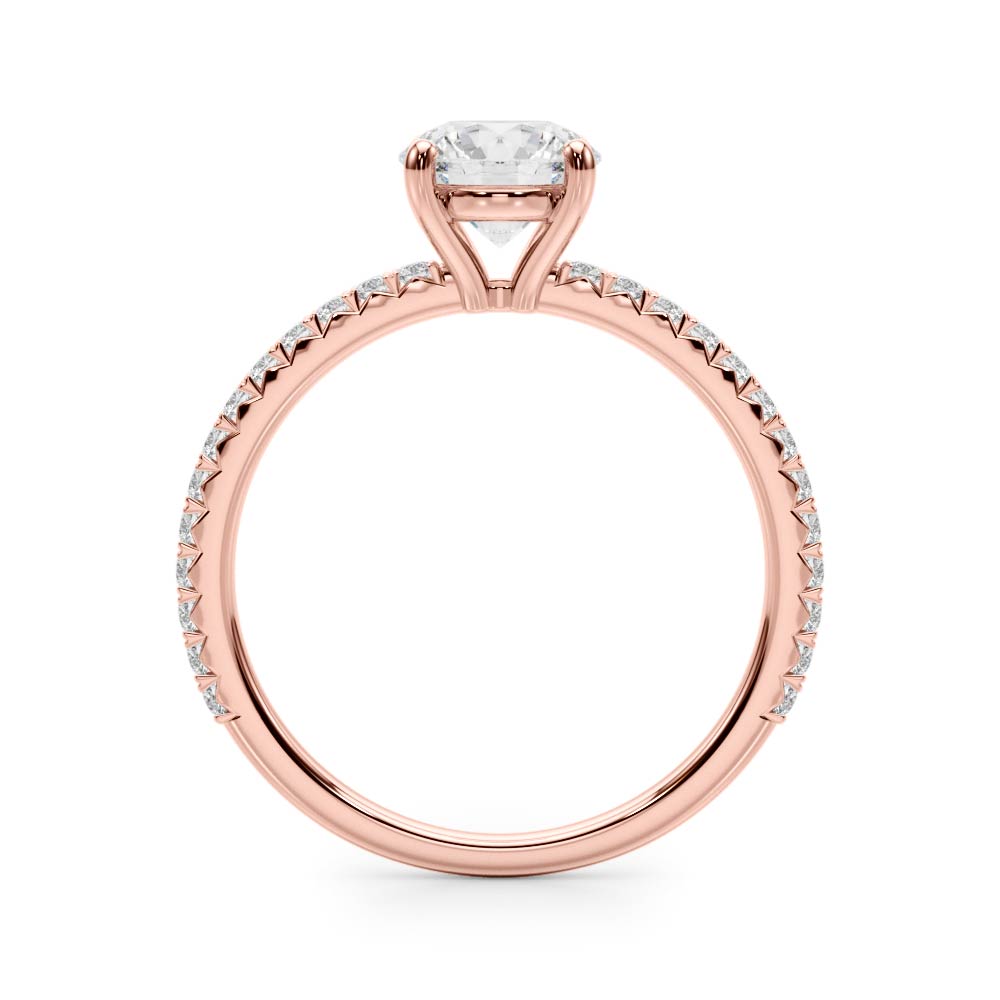 Refined Sidestone Round Diamond Engagement Ring in 10K/14K gold and platinum with certified lab-grown or natural diamonds