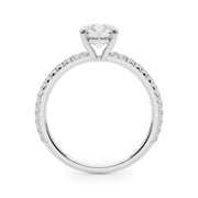 Refined Sidestone Round Diamond Engagement Ring in 10K/14K gold and platinum with certified lab-grown or natural diamonds