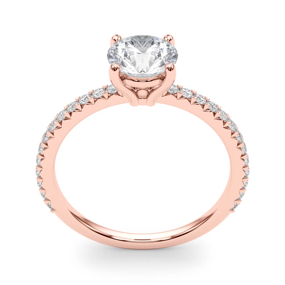 Refined Sidestone Round Diamond Engagement Ring in 10K/14K gold and platinum with certified lab-grown or natural diamonds