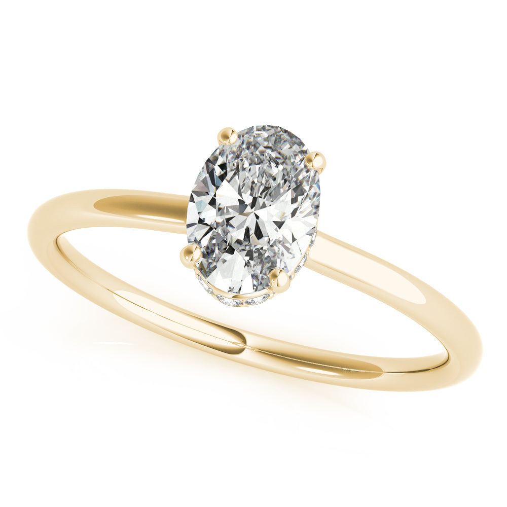 Opulent Sidestone Oval Diamond Engagement Ring in 10K/14K gold and platinum with certified lab-grown or natural diamonds