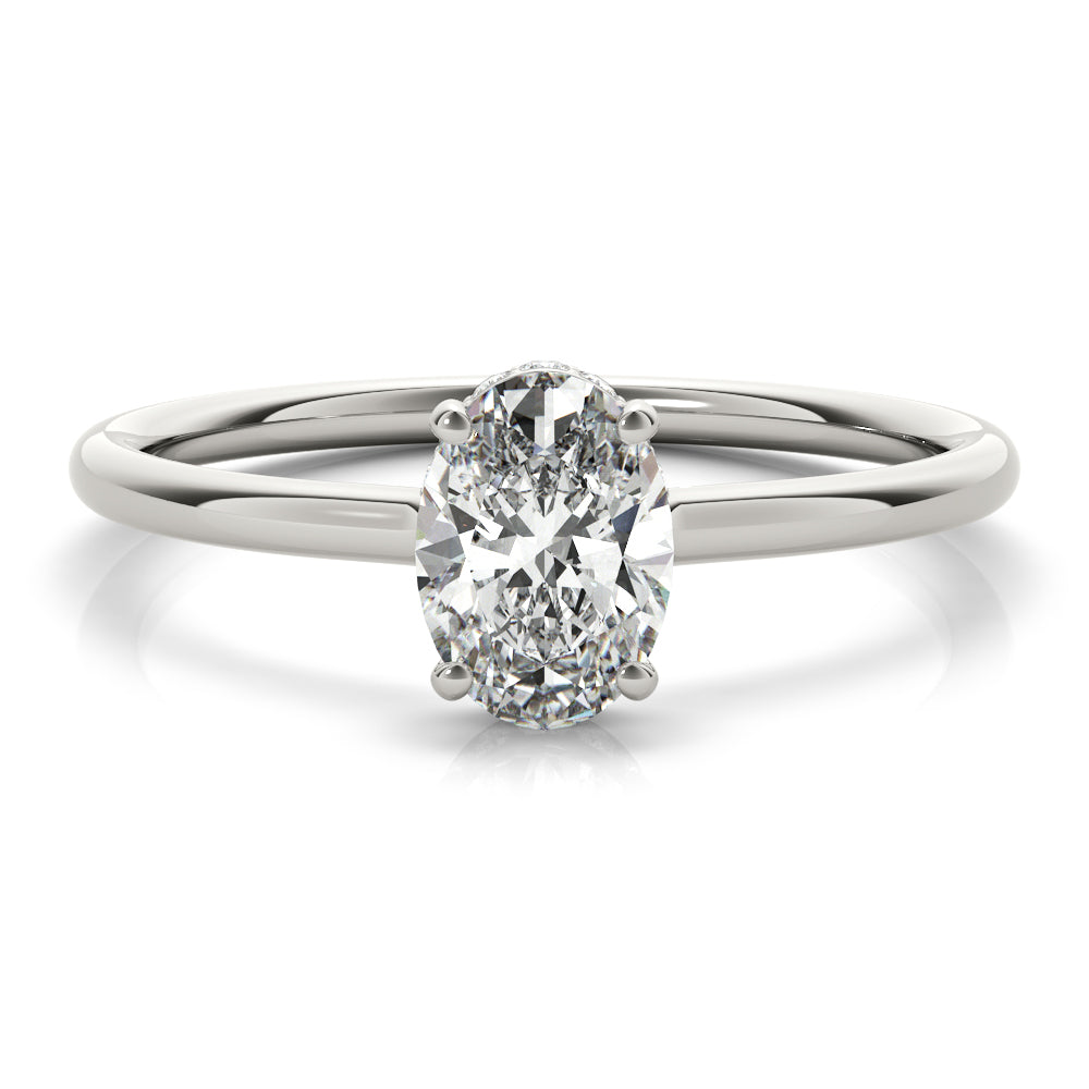 Opulent Sidestone Oval Diamond Engagement Ring in 10K/14K gold and platinum with certified lab-grown or natural diamonds