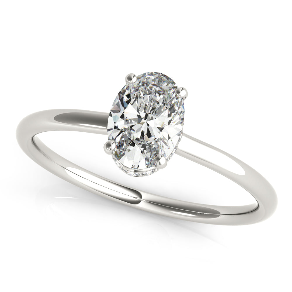 Opulent Sidestone Oval Diamond Engagement Ring in 10K/14K gold and platinum with certified lab-grown or natural diamonds