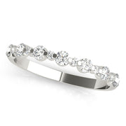 Single Shared Prong , Alternating Size Half Eternity Ring in Gold & Platinum