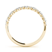 Single Shared Prong , Alternating Size Half Eternity Ring in Gold & Platinum