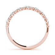 Single Shared Prong , Alternating Size Half Eternity Ring in Gold & Platinum