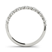 Single Shared Prong , Alternating Size Half Eternity Ring in Gold & Platinum