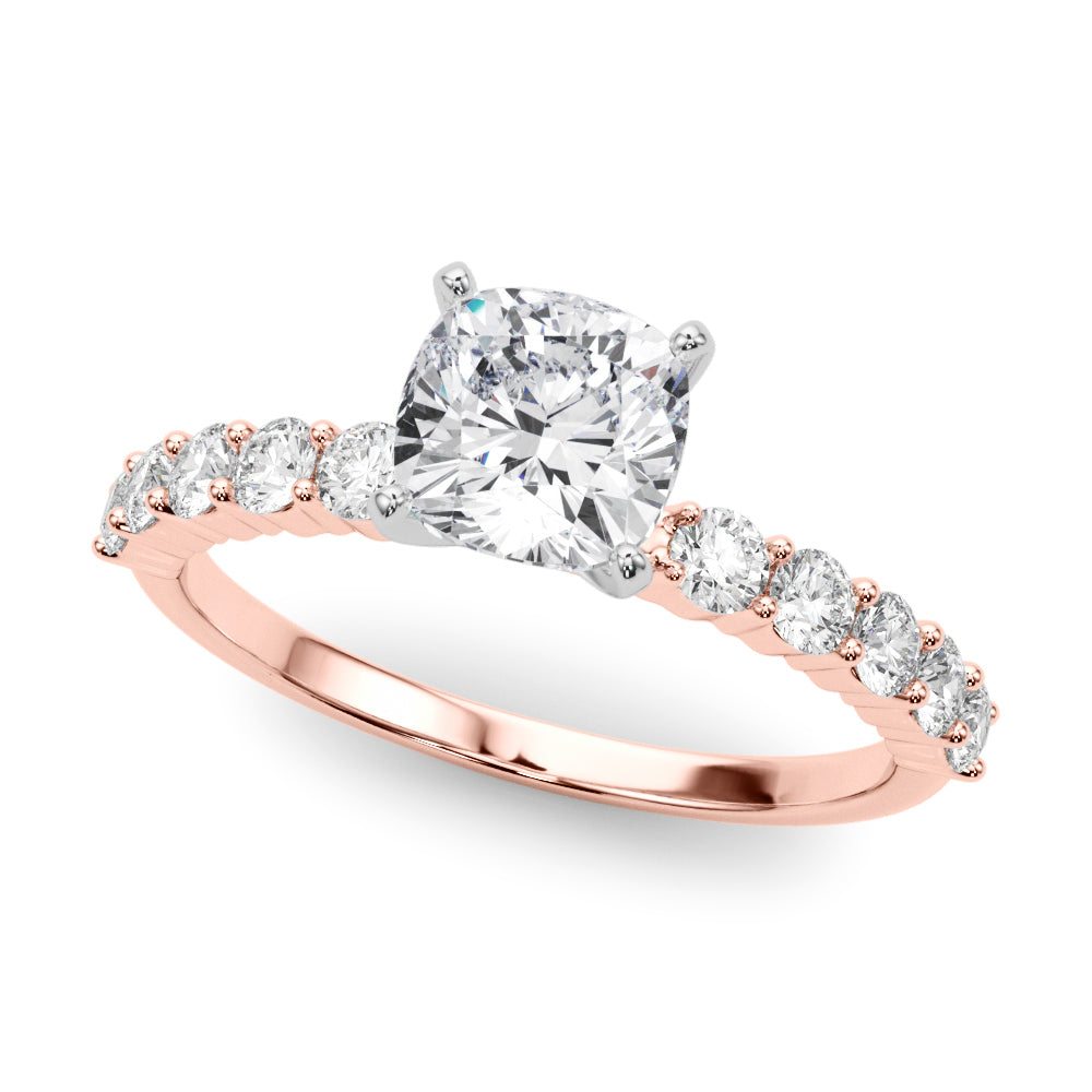 Radiant Remount Ring Round Diamond Engagement Ring in 10K/14K gold and platinum with certified lab-grown or natural diamonds