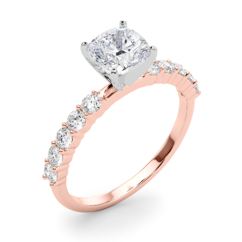 Radiant Remount Ring Round Diamond Engagement Ring in 10K/14K gold and platinum with certified lab-grown or natural diamonds