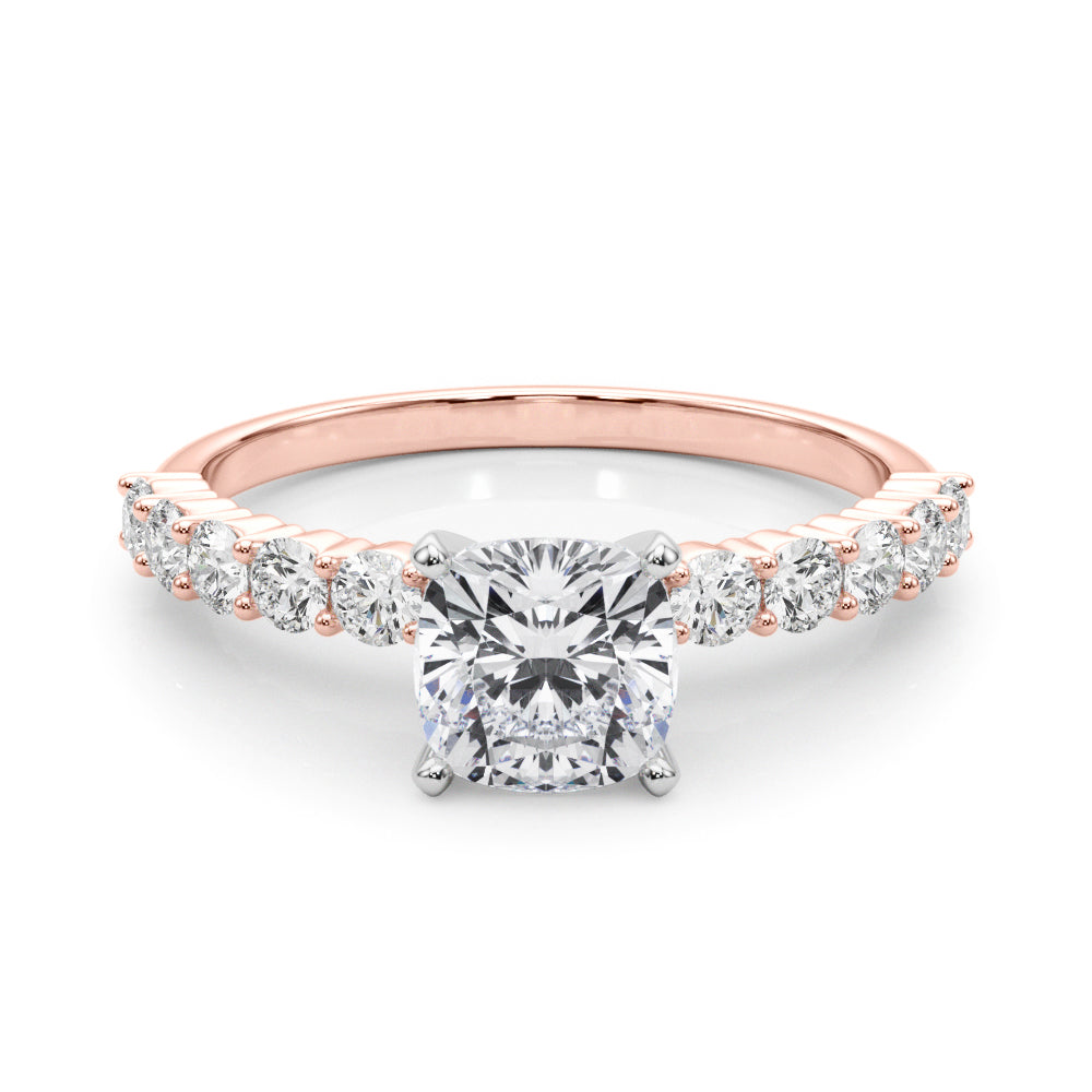 Radiant Remount Ring Round Diamond Engagement Ring in 10K/14K gold and platinum with certified lab-grown or natural diamonds