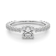 Vintage-Inspired Sidestone Cushion Diamond Engagement Ring in 10K/14K gold and platinum with certified lab-grown or natural diamonds