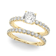 Vintage-Inspired Sidestone Cushion Diamond Engagement Ring in 10K/14K gold and platinum with certified lab-grown or natural diamonds
