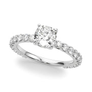 Vintage-Inspired Sidestone Cushion Diamond Engagement Ring in 10K/14K gold and platinum with certified lab-grown or natural diamonds