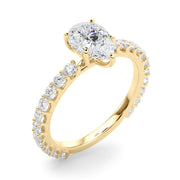 Heirloom Sidestone Pear Diamond Engagement Ring in 10K/14K gold and platinum with certified lab-grown or natural diamonds