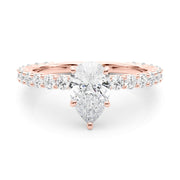 Heirloom Sidestone Pear Diamond Engagement Ring in 10K/14K gold and platinum with certified lab-grown or natural diamonds