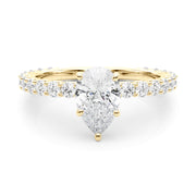 Heirloom Sidestone Pear Diamond Engagement Ring in 10K/14K gold and platinum with certified lab-grown or natural diamonds