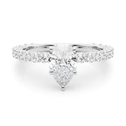 Heirloom Sidestone Pear Diamond Engagement Ring in 10K/14K gold and platinum with certified lab-grown or natural diamonds