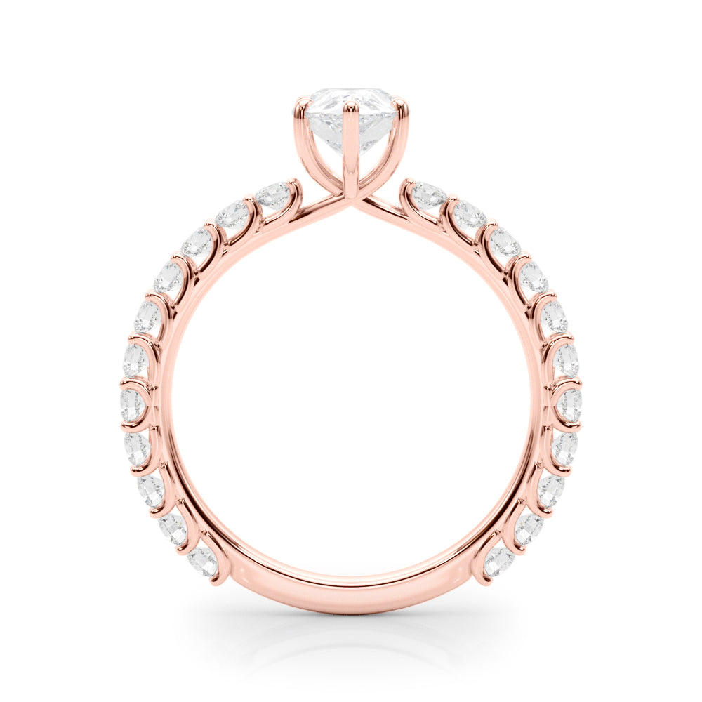 Heirloom Sidestone Pear Diamond Engagement Ring in 10K/14K gold and platinum with certified lab-grown or natural diamonds
