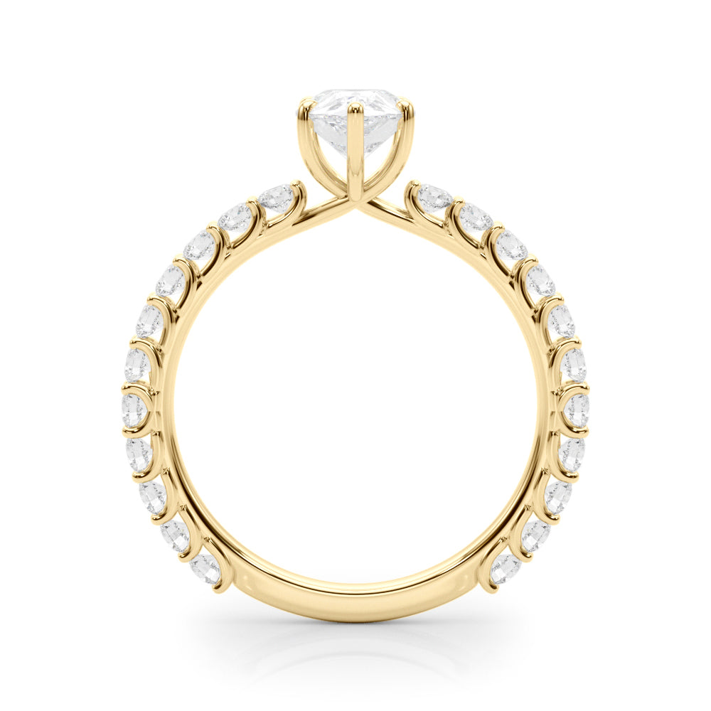 Heirloom Sidestone Pear Diamond Engagement Ring in 10K/14K gold and platinum with certified lab-grown or natural diamonds