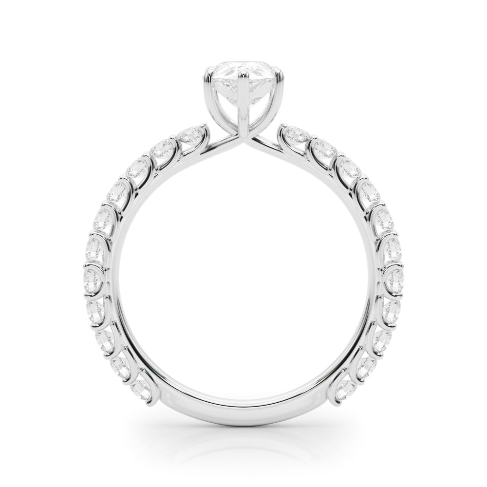 Heirloom Sidestone Pear Diamond Engagement Ring in 10K/14K gold and platinum with certified lab-grown or natural diamonds