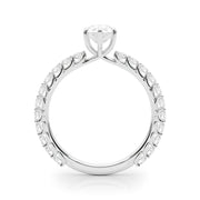 Heirloom Sidestone Pear Diamond Engagement Ring in 10K/14K gold and platinum with certified lab-grown or natural diamonds