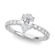 Heirloom Sidestone Pear Diamond Engagement Ring in 10K/14K gold and platinum with certified lab-grown or natural diamonds